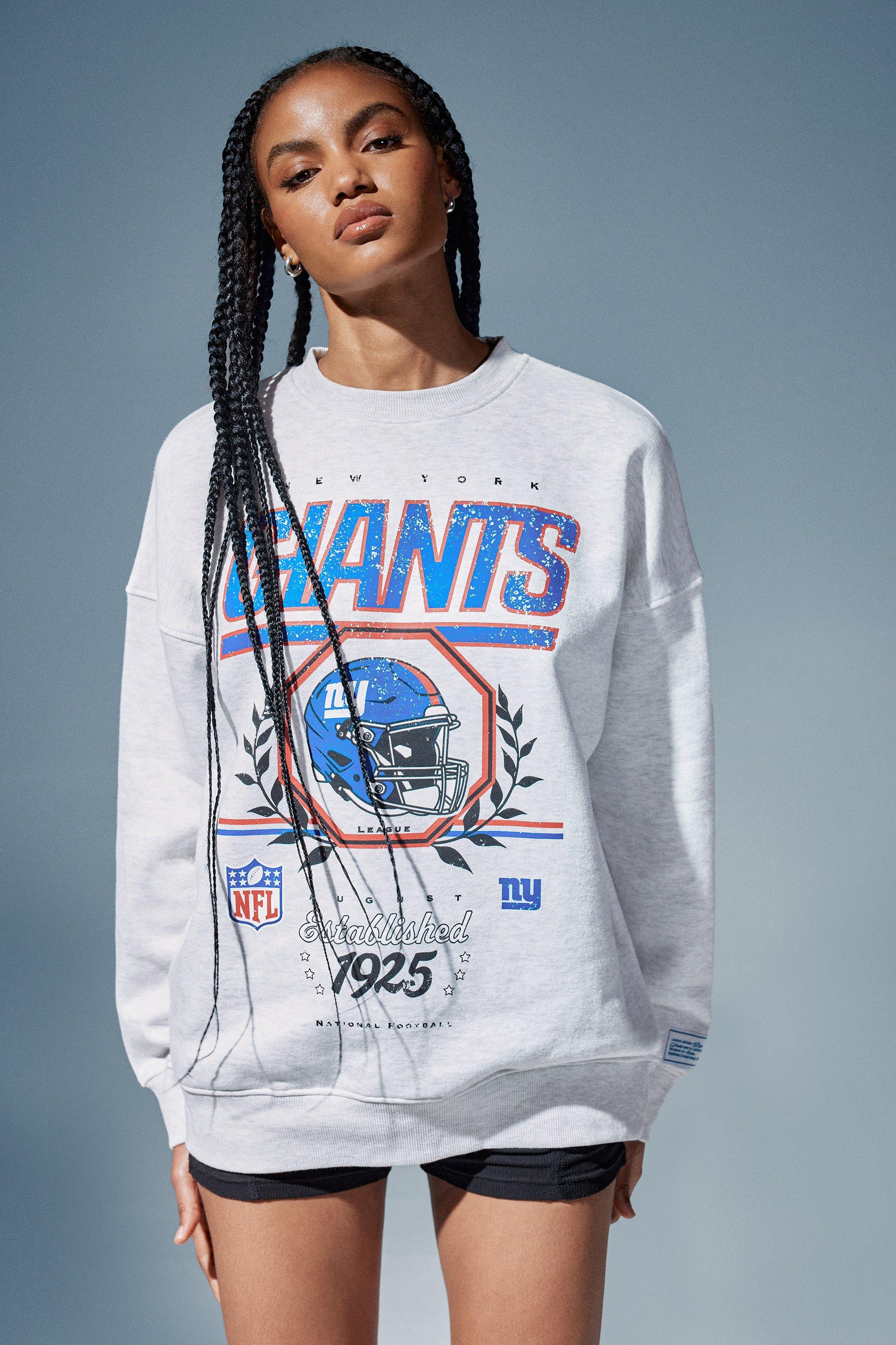 Womens Nfl New York Giants License Graphic Oversized Sweat - Grey - 6, Grey